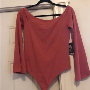 Bell sleeve off the shoulder body suit